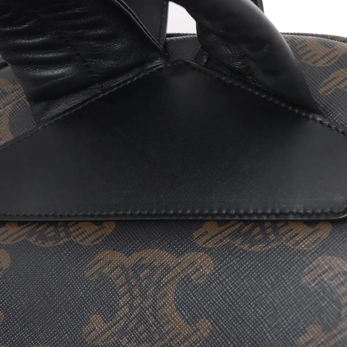 Pre-Loved Triomphe Backpack Triomphe Coated Canvas with Silver Hardware, Black and Brown