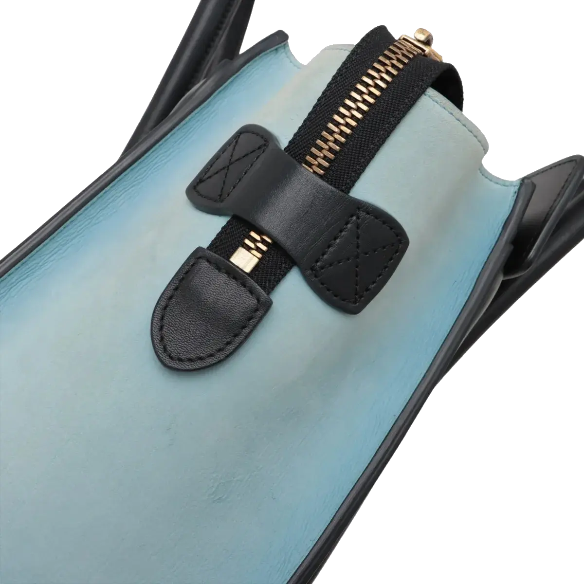 Pre-Loved Luggage Micro Tote Leather Micro with Gold Hardware, Light Blue, Teal Blue, and Black