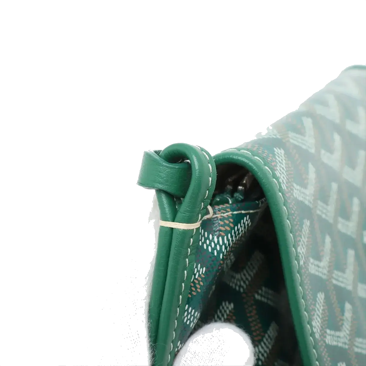 Pre-Loved Plumet Crossbody Bag Goyardine Chevron Coated Canvas with Silver Hardware, Green