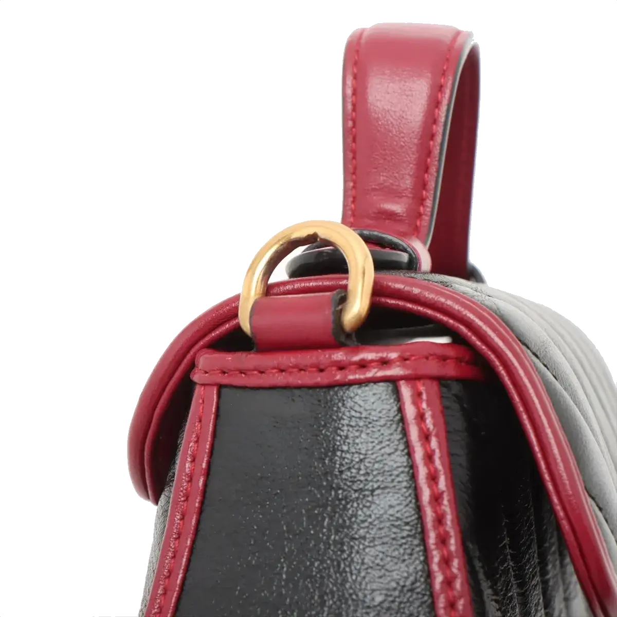 Pre-Loved GG Marmont Top Handle Handbag Quilted Leather Mini with Gold Hardware, Black
