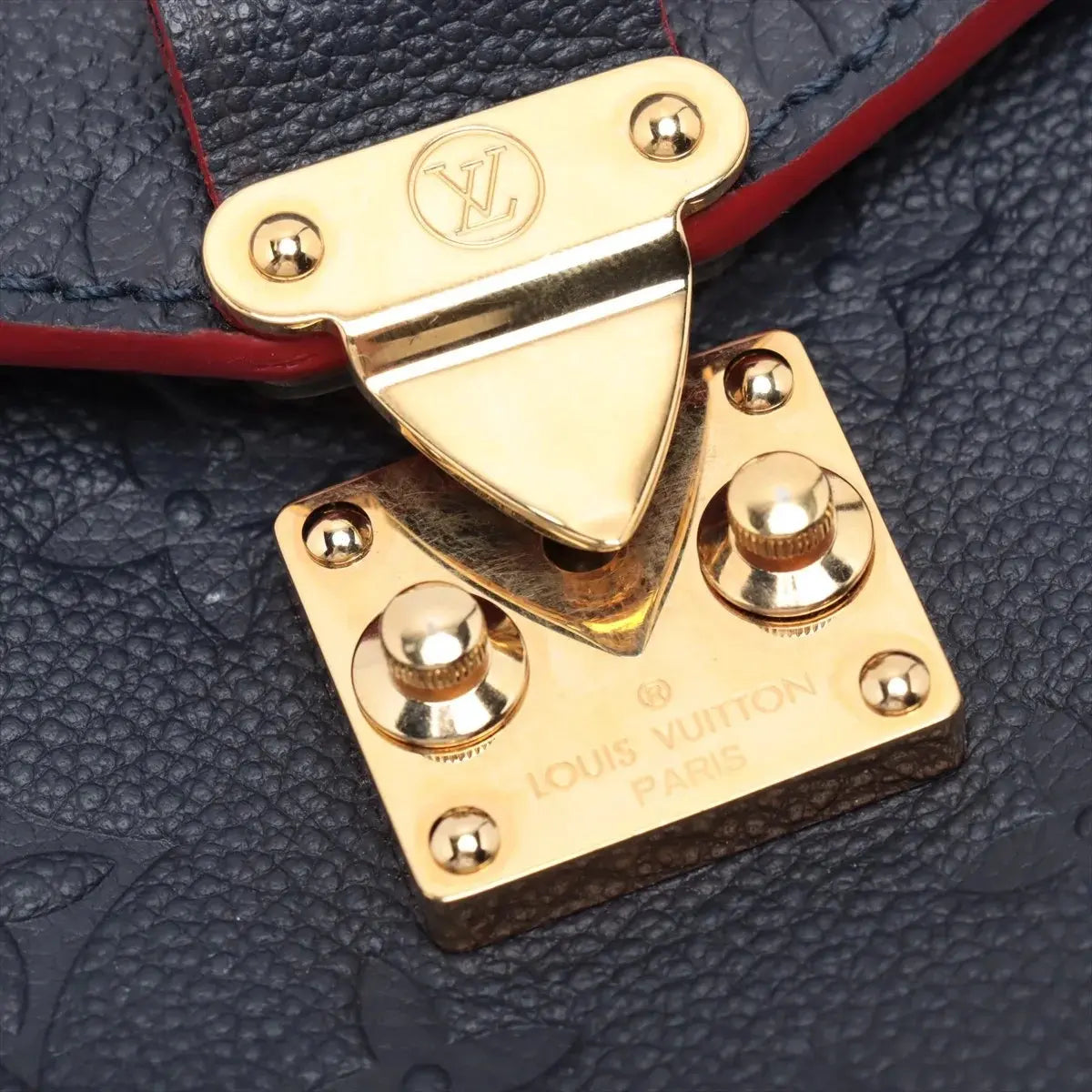 Pre-Loved Pochette Métis Crossbody Bag Monogram Leather with Gold Hardware, Navy Blue