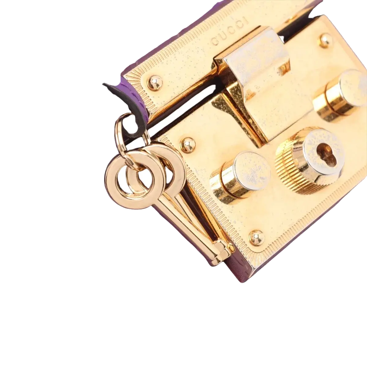 Pre-Loved Padlock Shoulder Bag Monogram Leather Mini with Gold Hardware, Purple