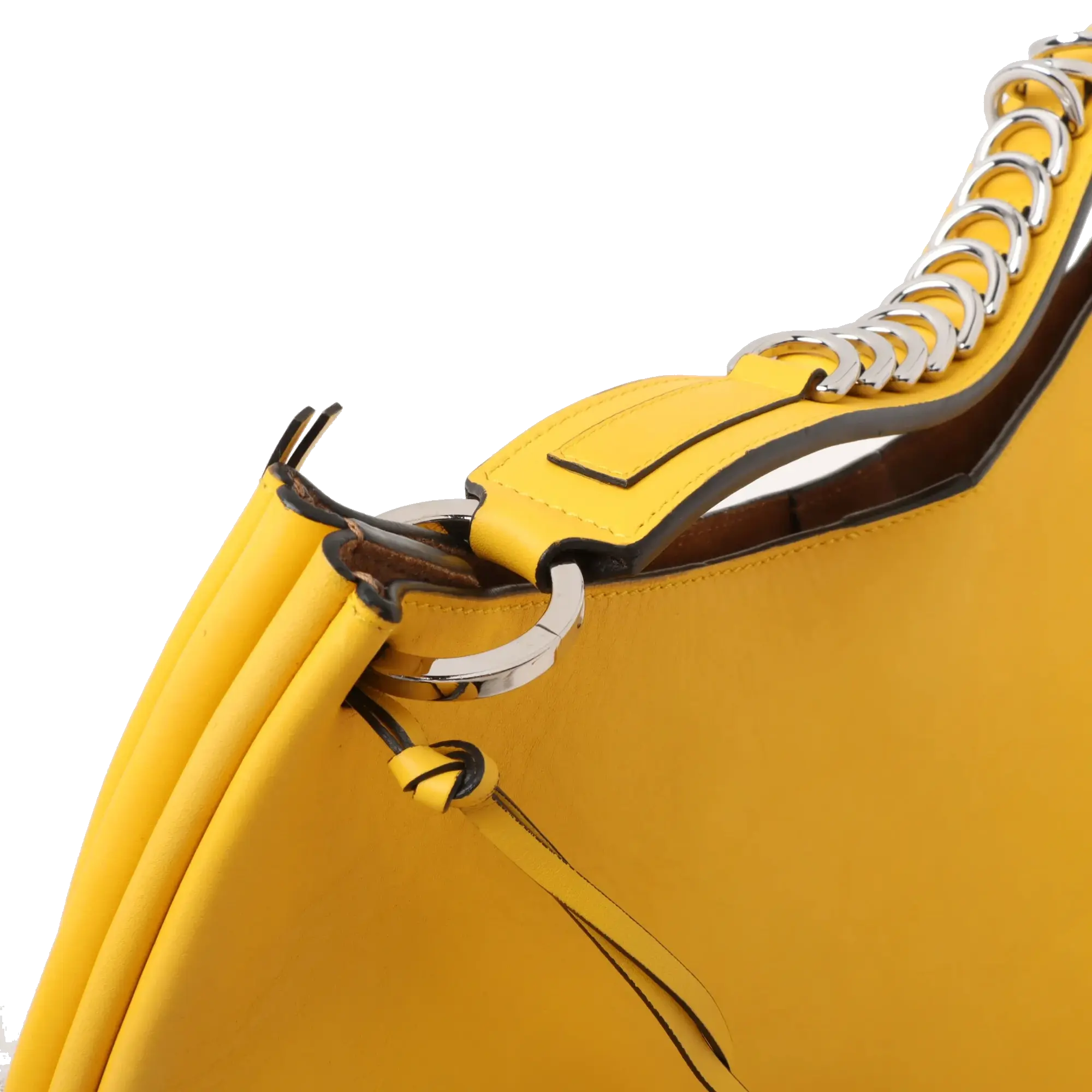 Pre-Loved Fortune Hobo Shoulder Bag Leather with Silver Hardware, Yellow