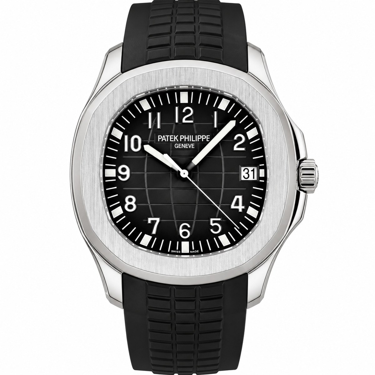 Pre-Loved Aquanaut Date Sweep Seconds 5167A-001, Black embossed Aquanaut pattern Dial