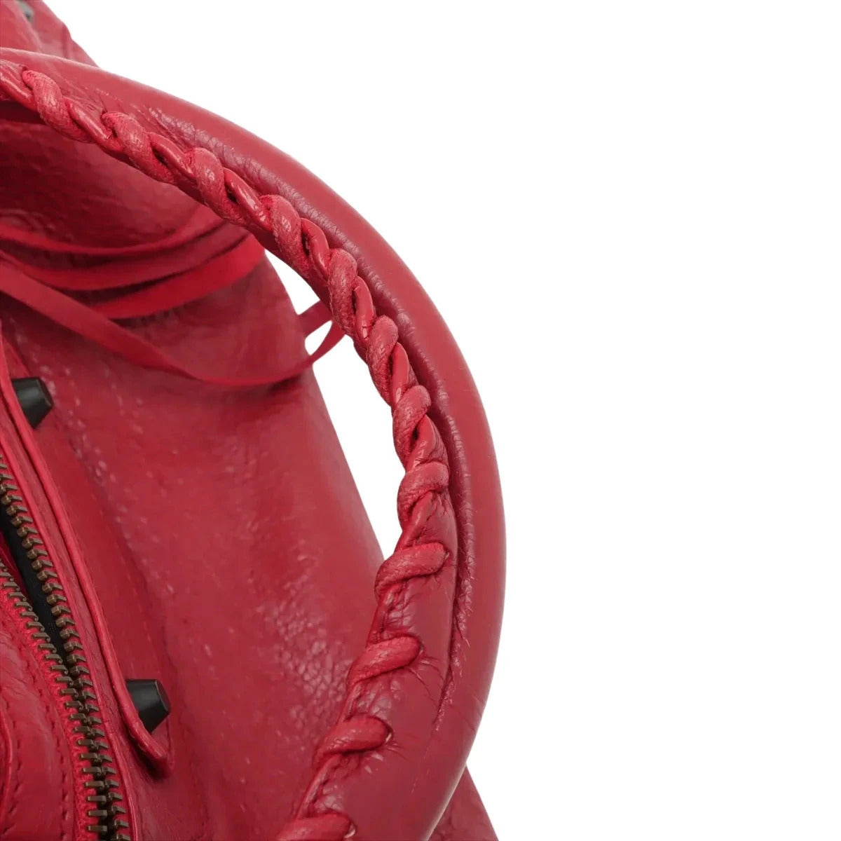 Pre-Loved City Handbag Leather with Matte Black Hardware, Red