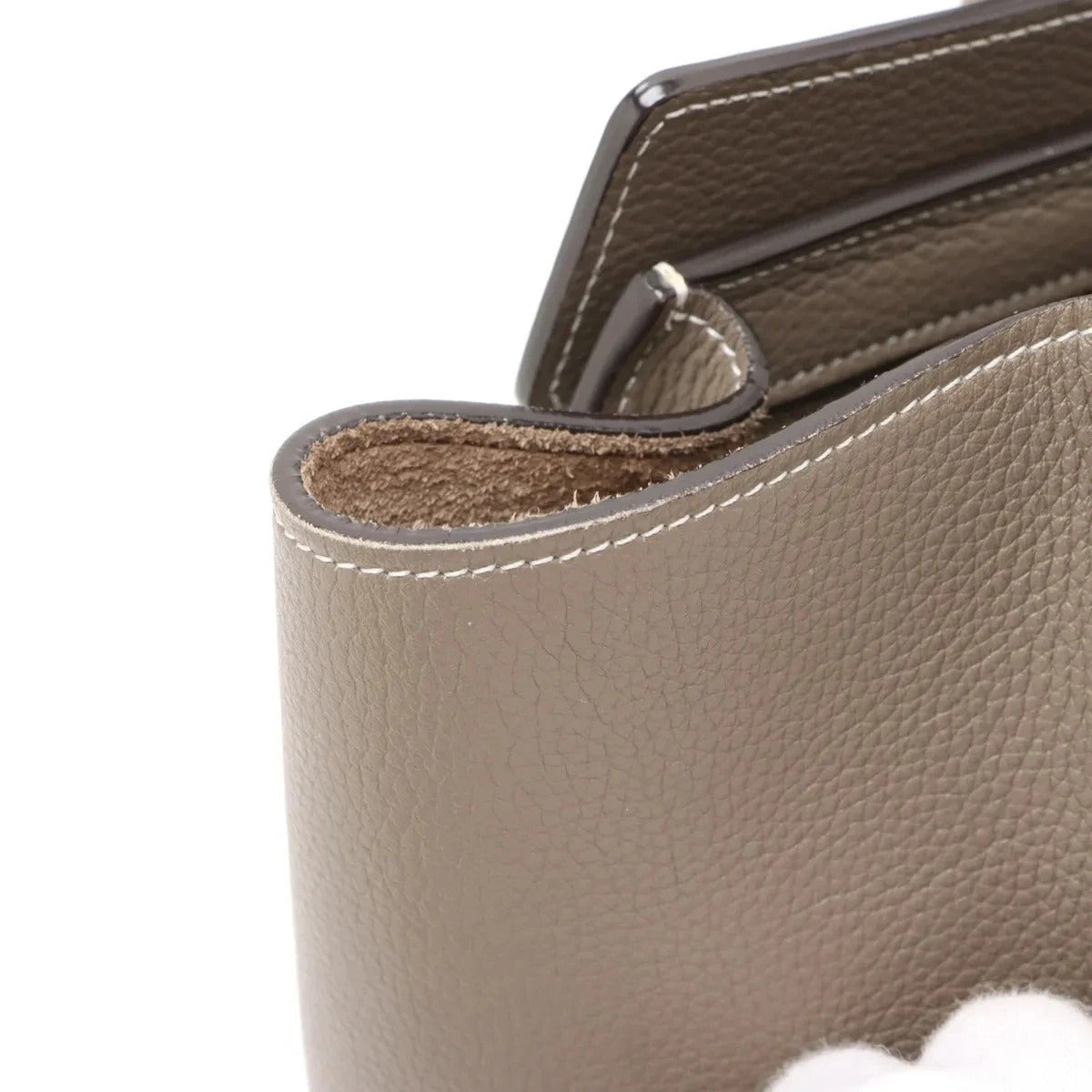 Pre-Loved Luggage Tote Leather Micro with Silver Hardware, Taupe