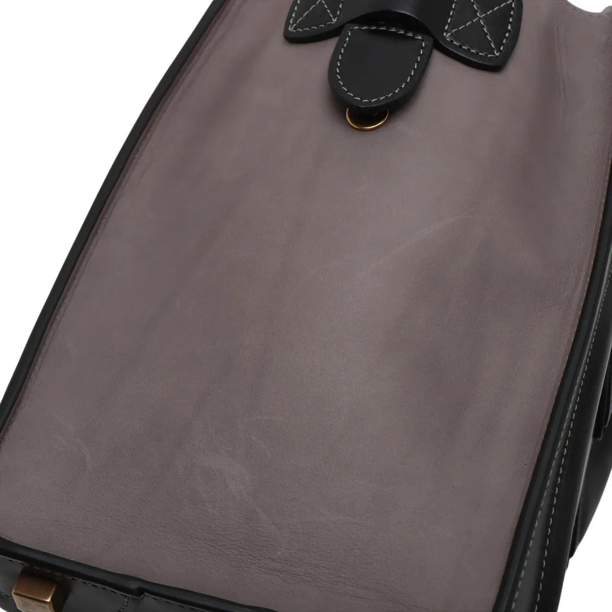 Pre-Loved Luggage Tote Leather Micro with Gold Hardware, Black and Grey