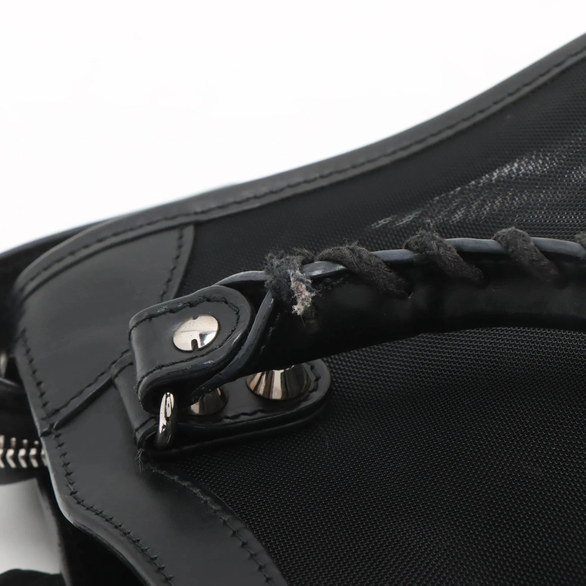 Pre-Loved Classic City Handbag Canvas Plain Mini with Silver Hardware, Black