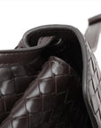 Pre-Loved Andiamo Crossbody Bag Intrecciato Leather Small with Gold Hardware, Dark Brown