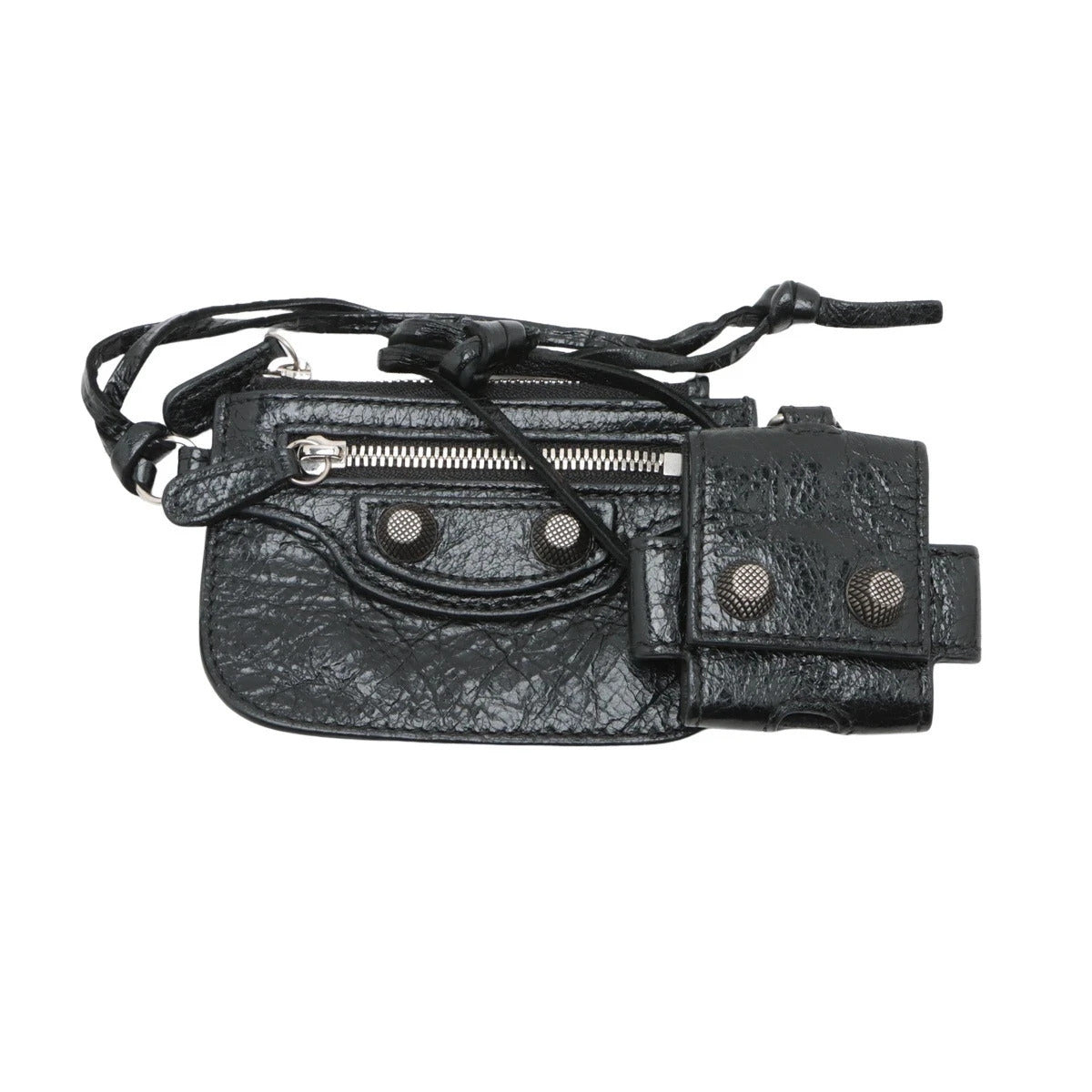 Pre-Loved Le Cagole Crossbody Bag Leather Mini with Silver Hardware, Black