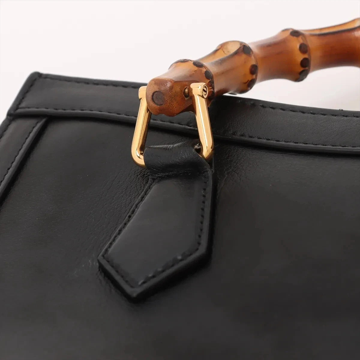 Pre-Loved Diana Bamboo Tote Leather Small with Gold Hardware, Black