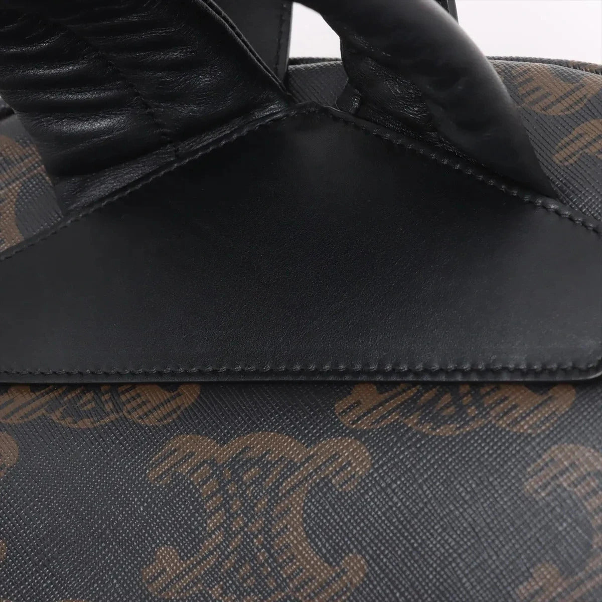 Pre-Loved Triomphe Backpack Triomphe Coated Canvas with Silver Hardware, Black and Brown
