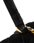 Pre-Loved Bowling Bag Handbag Quilted Velvet Mini with Aged Gold Hardware, Black