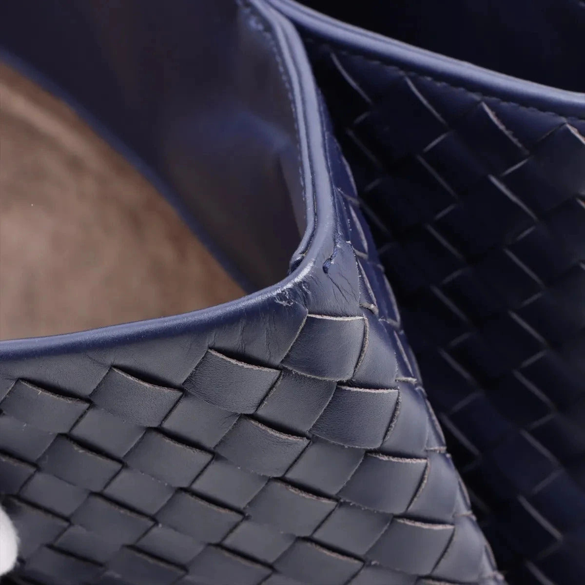 Pre-Loved Roma Tote Intrecciato Leather Medium with Gunmetal Hardware, Navy Blue
