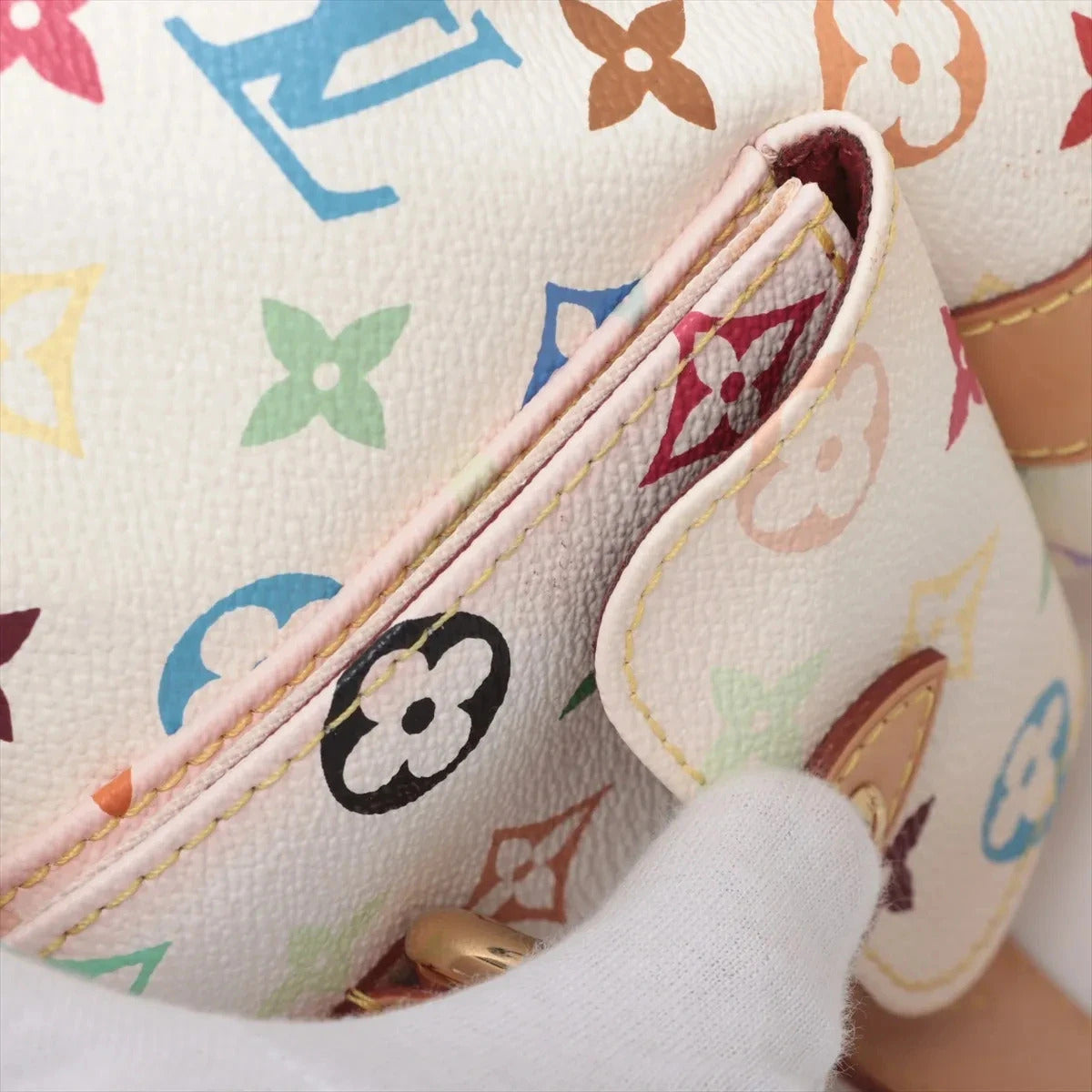 Pre-Loved Petit Noé Shoulder Bag Monogram Multicolore Coated Canvas Petit with Gold Hardware, White Multicolor