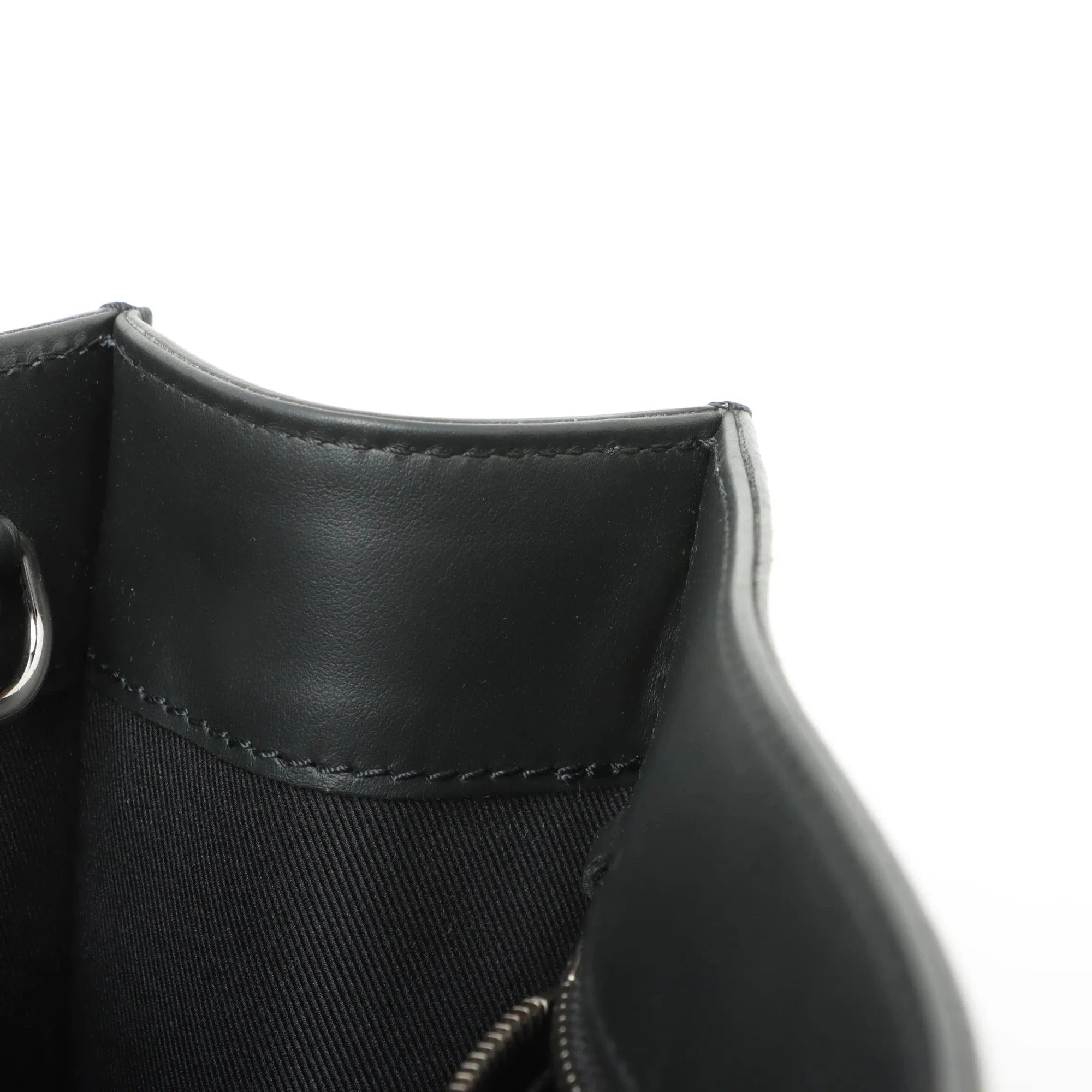Pre-Loved Sac Plat Tote Monogram Coated Canvas with Silver Hardware, Black