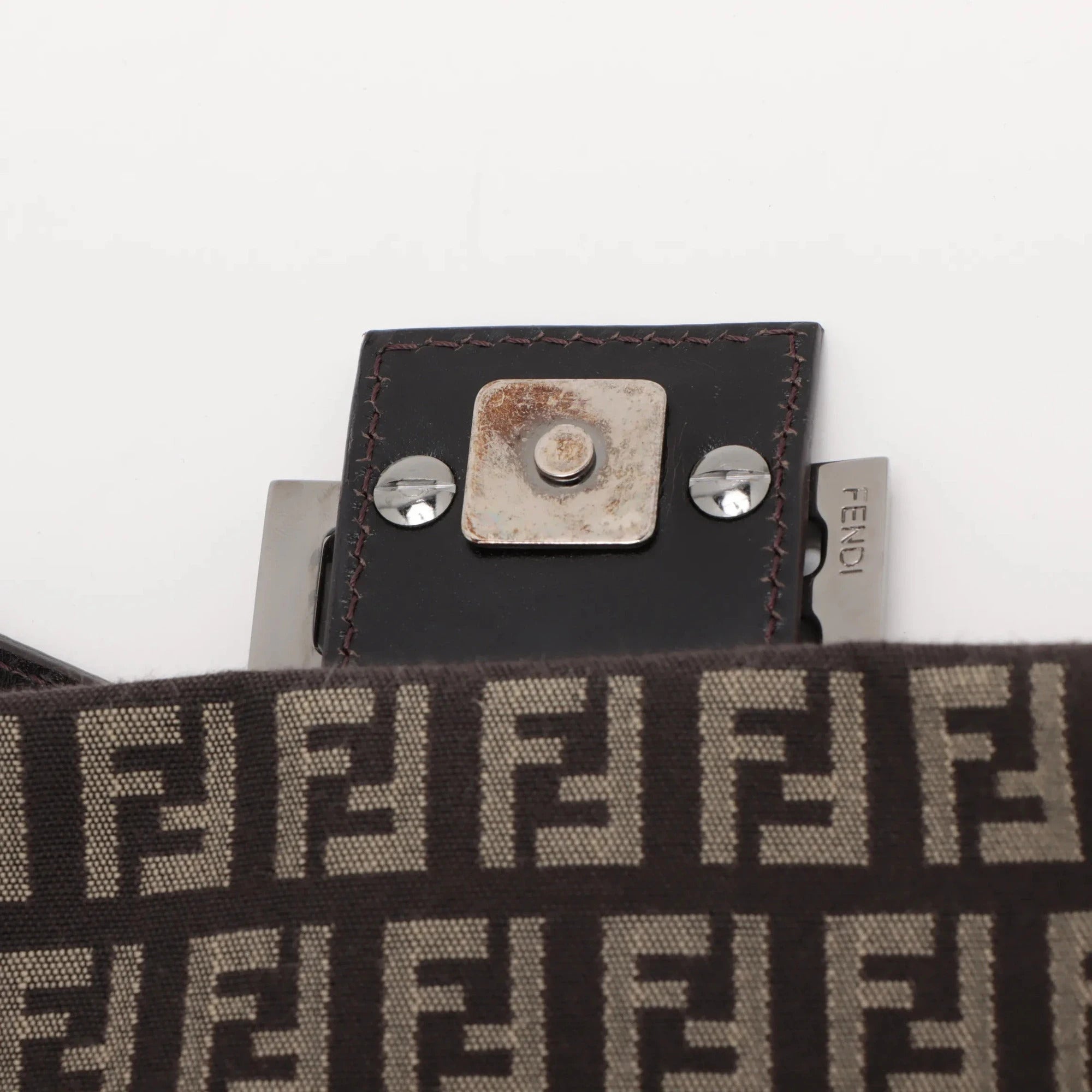 Pre-Loved Mamma Baguette Shoulder Bag Zucchino Coated Canvas with Silver Hardware, Brown