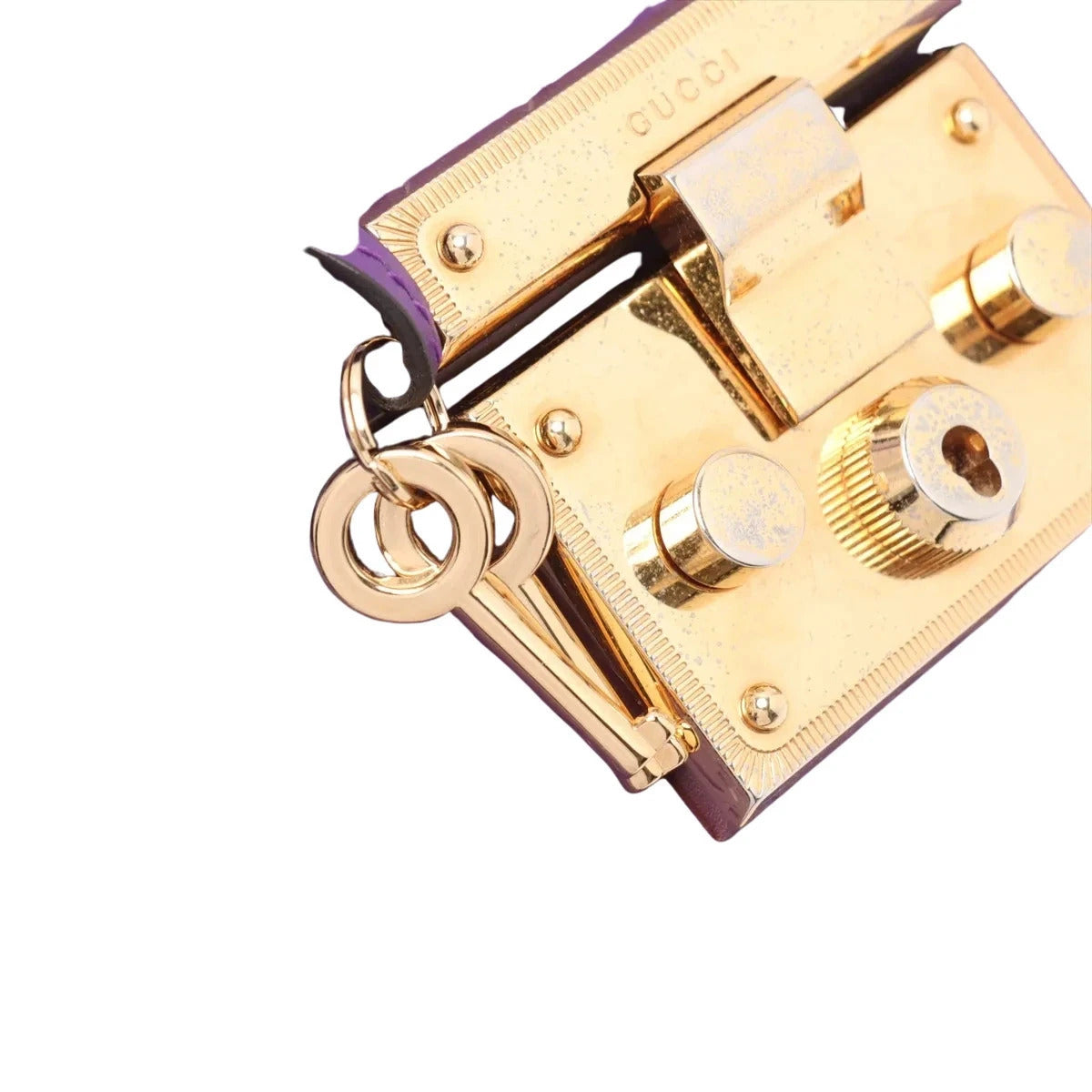 Pre-Loved Padlock Shoulder Bag Monogram Leather Mini with Gold Hardware, Purple
