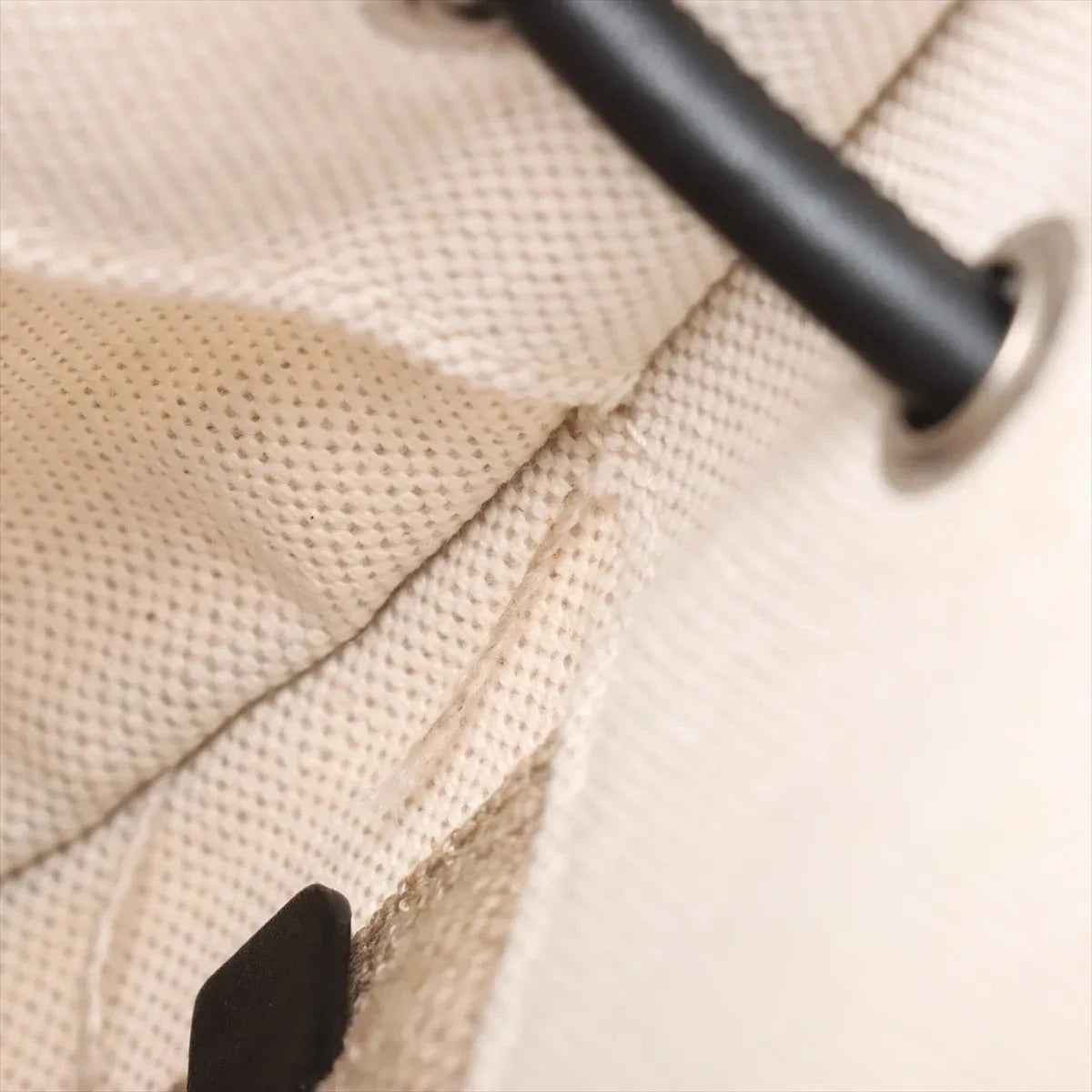 Pre-Loved Université Flat Crossbody Pouch Crossbody Bag Plain Canvas with Silver Hardware, Beige
