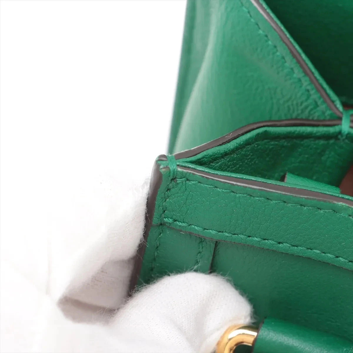 Pre-Loved Diana Bamboo Tote Leather Mini with Gold Hardware, Green