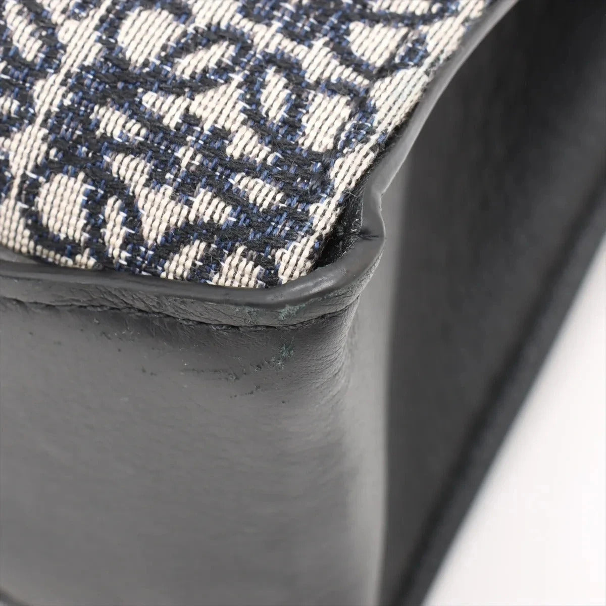 Pre-Loved Cushion Anagram Tote Tote Anagram Canvas Coated with Silver Hardware, Grey and Navy