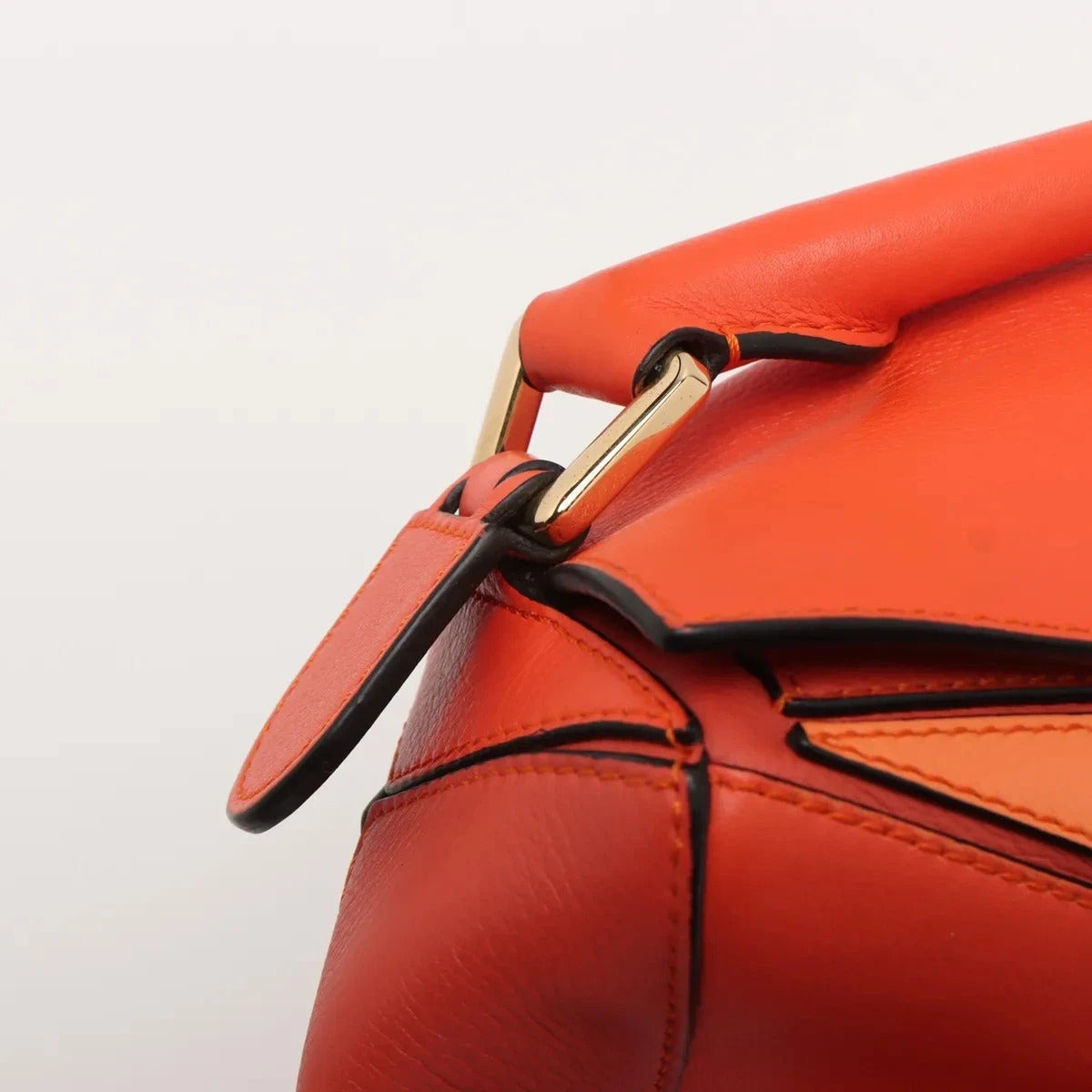 Pre-Loved Puzzle Handbag Colorblock Leather Medium with Gold Hardware, Orange