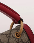 Pre-Loved Queen Margaret Handbag Monogram Coated Canvas Small with Aged Gold Hardware, Beige Ebony Red