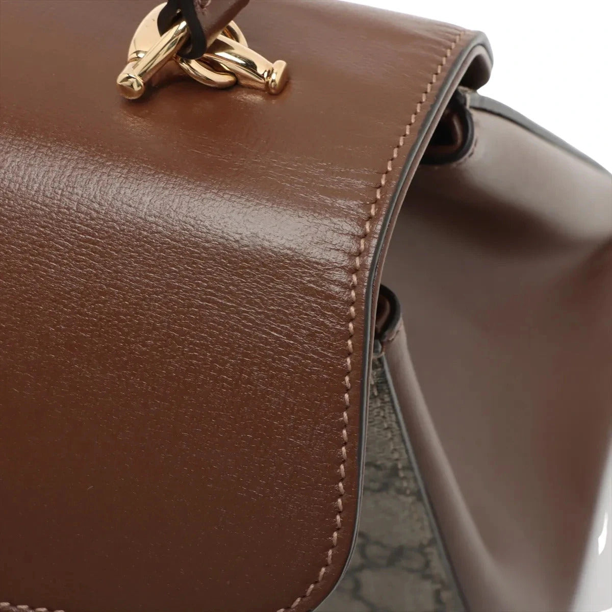 Pre-Loved Horsebit 1955 Handbag Monogram Coated Canvas with Gold Hardware, Beige/Brown