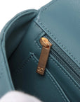 Pre-Loved Mini Flap Bag with Top Handle Handbag Quilted Leather Mini with Gold Hardware, Teal Blue