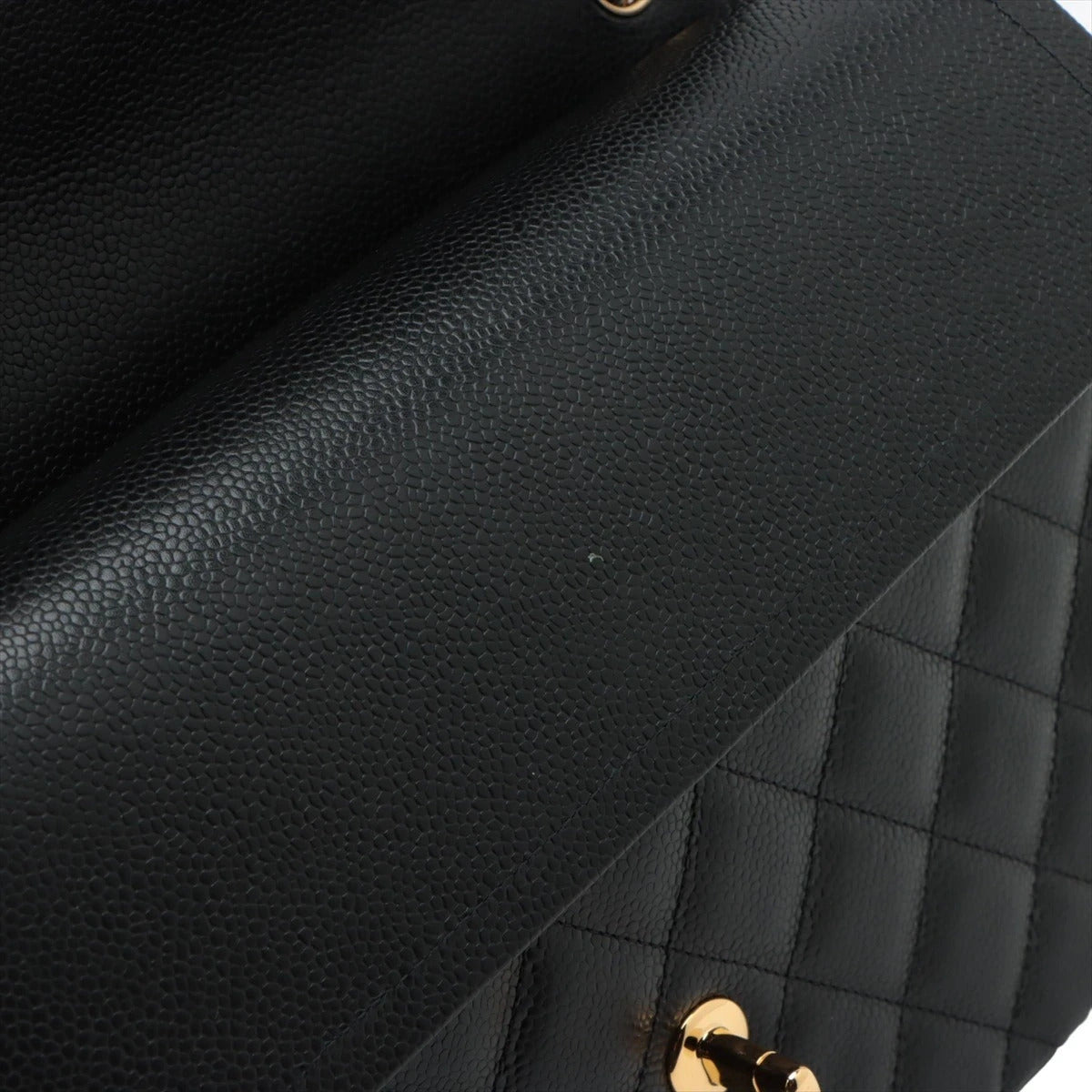Pre-Loved Classic Double Flap Shoulder Bag Quilted Leather Jumbo with Gold Hardware, Black