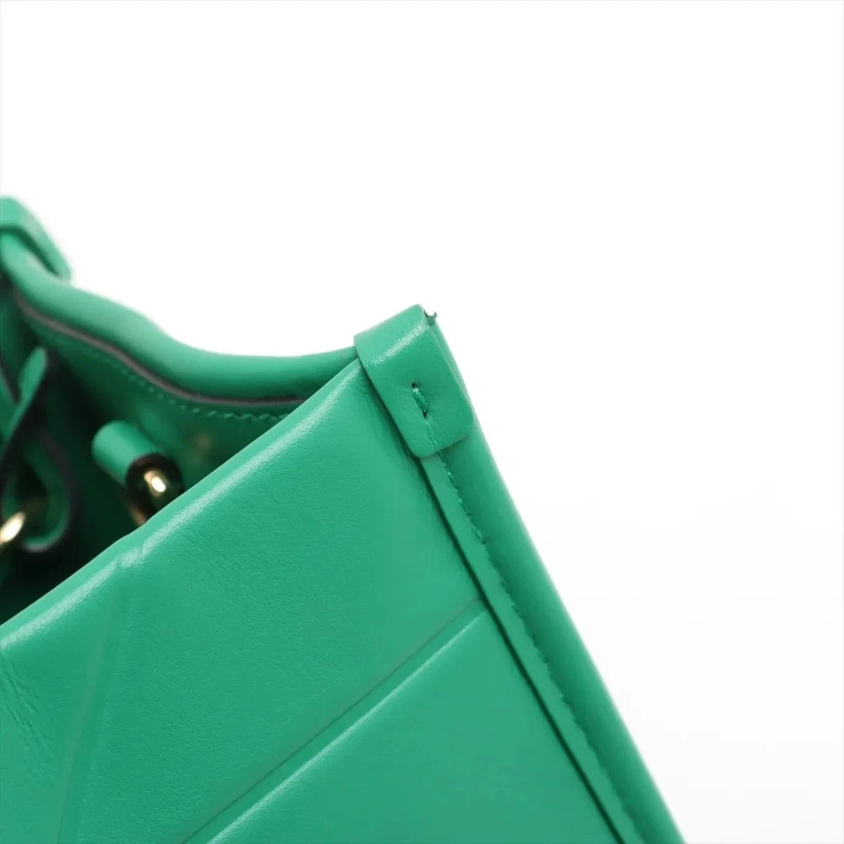 Pre-Loved Symbole Tote Triangle Leather Small with Gold Hardware, Green