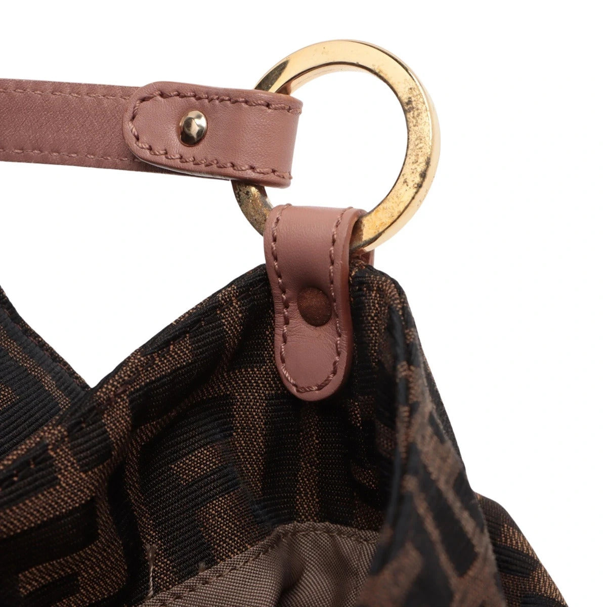 Pre-Loved Mia Shoulder Bag Zucca Coated Canvas with Gold Hardware, Brown