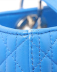 Pre-Loved Lady Dior Handbag Quilted Leather Medium with Silver Hardware, Blue