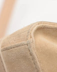 Pre-Loved Lady Dior East West Handbag Cannage Suede with Silver Hardware, Beige