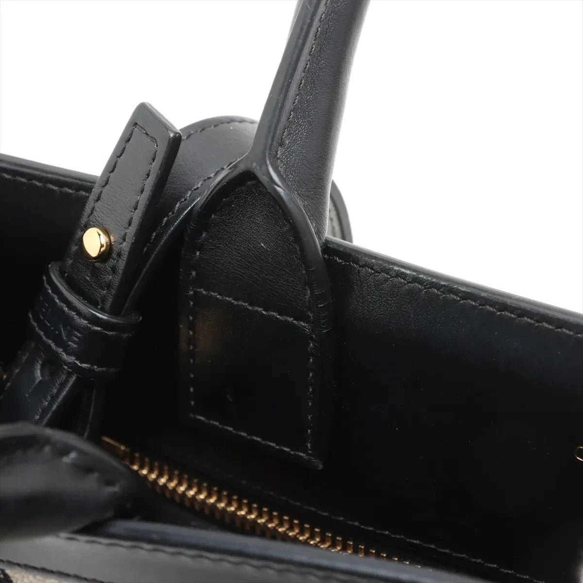 Pre-Loved Triomphe Vertical Cabas Tote Triomphe Coated Canvas Small with Gold Hardware, Beige and Black