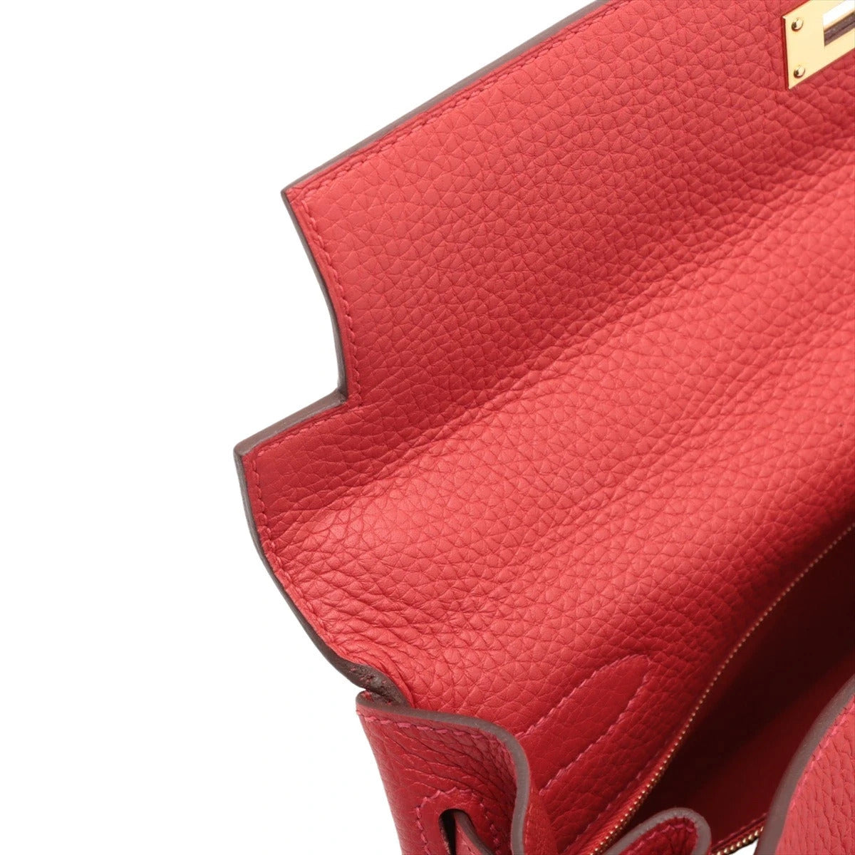 Pre-Loved Kelly Retourne Handbag Leather 32 with Gold Hardware, Red