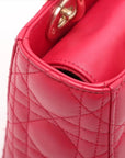 Pre-Loved Lady Dior Handbag Cannage Leather Medium with Gold Hardware, Pink