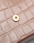 Pre-Loved Hourglass Handbag Crocodile Embossed Leather Small with Gold Hardware, Beige