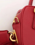 Pre-Loved Saffiano Mini Bauletto Handbag Leather Mini with Gold Hardware, Red