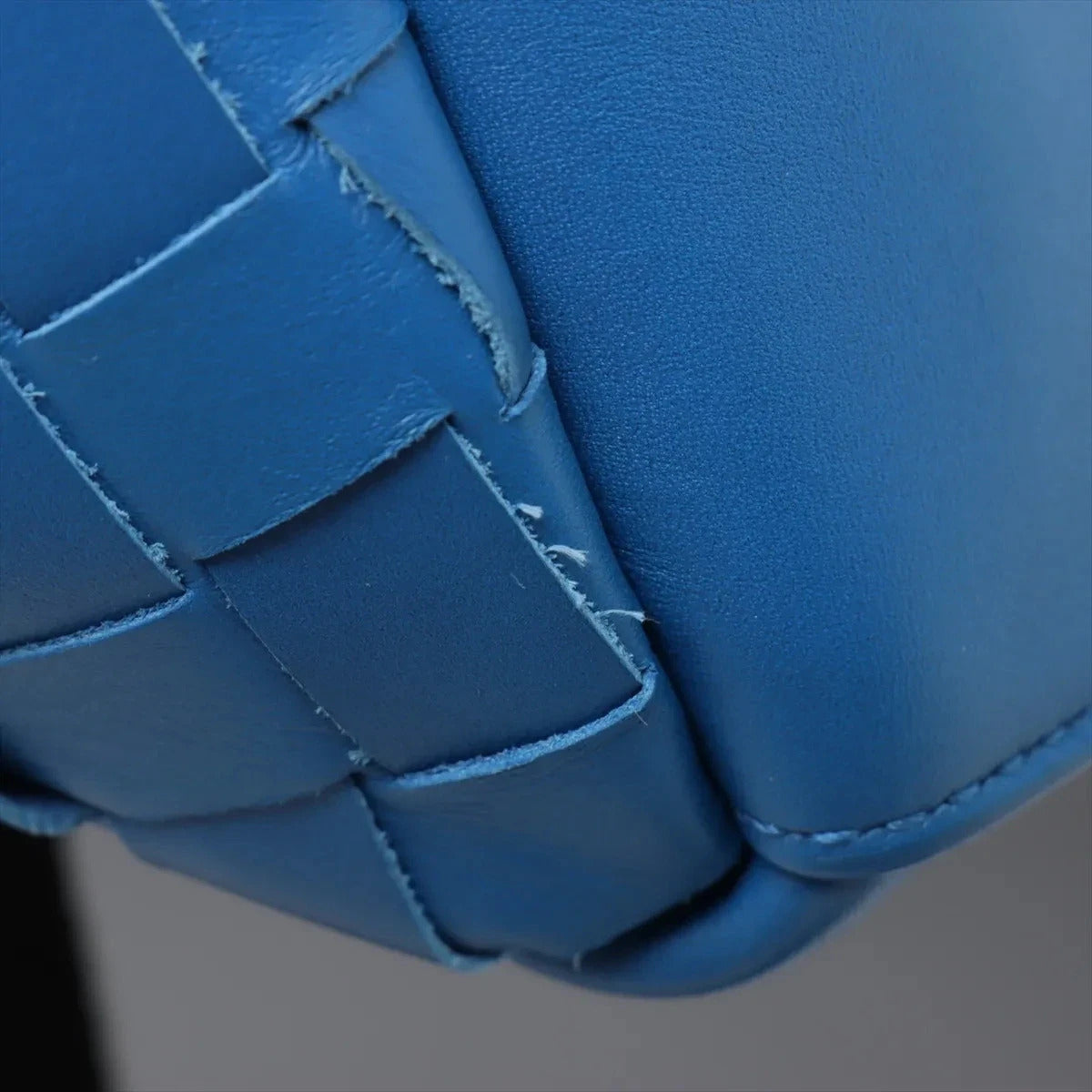 Pre-Loved Intrecciato Backpack Leather with Black Hardware, Blue