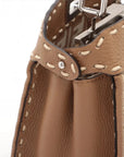 Pre-Loved Peekaboo Handbag Striped Canvas Mini with Silver Hardware, Brown and Beige