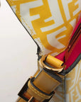 Pre-Loved Baguette Shoulder Bag FF Vertigo Coated Canvas with Gold Hardware, Yellow and White