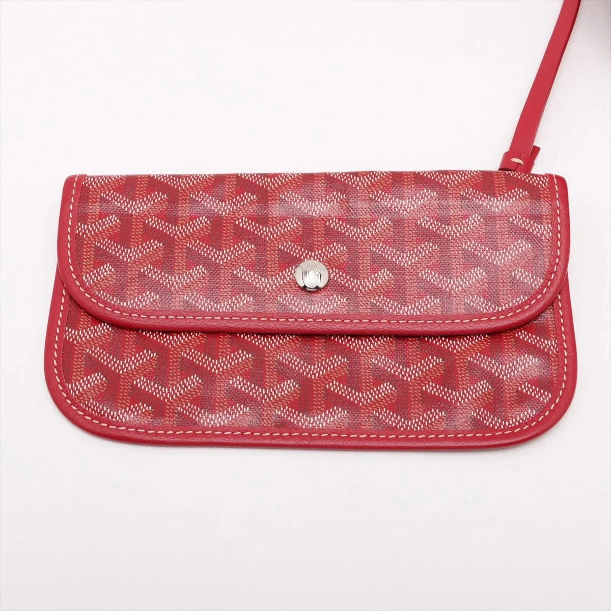 Pre-Loved Saint Louis Tote Goyardine Chevron Coated Canvas GM with Silver Hardware, Red
