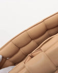 Pre-Loved Padded Cassette Crossbody Bag Intrecciato Leather with Gold Hardware, Beige