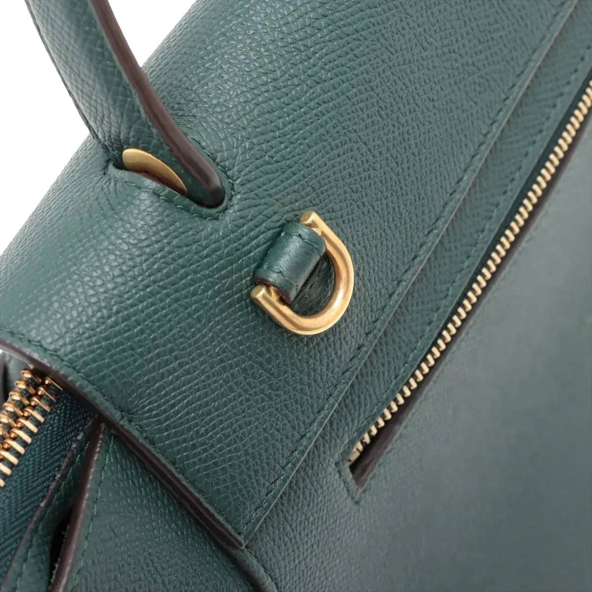 Pre-Loved Belt Bag Handbag Leather Micro with Gold Hardware, Green