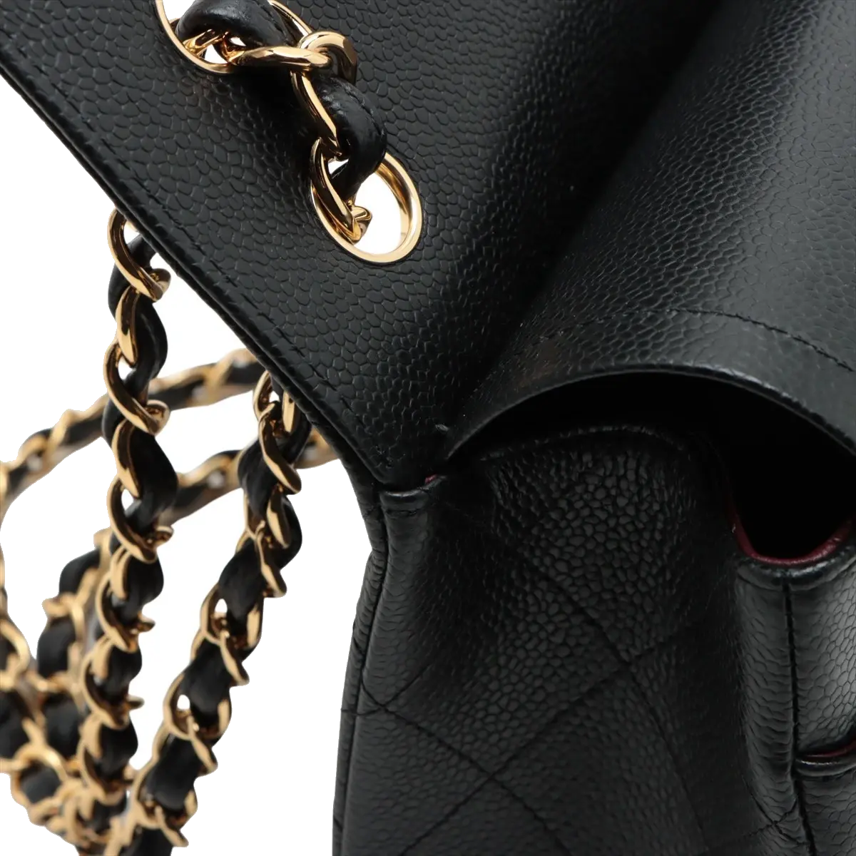 Pre-Loved Classic Double Flap Shoulder Bag Quilted Leather Jumbo with Gold Hardware, Black
