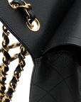 Pre-Loved Classic Double Flap Shoulder Bag Quilted Leather Jumbo with Gold Hardware, Black