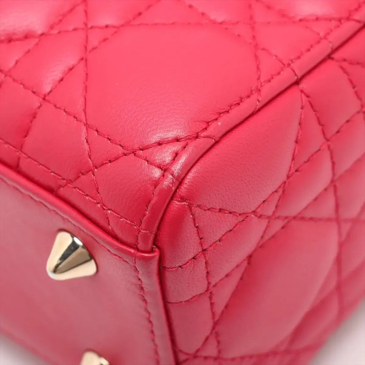 Pre-Loved Lady Dior Handbag Cannage Leather Medium with Gold Hardware, Pink