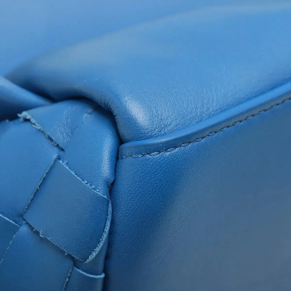 Pre-Loved Intrecciato Backpack Leather with Black Hardware, Blue