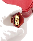 Pre-Loved Saffiano Mini Bauletto Handbag Leather Mini with Gold Hardware, Red